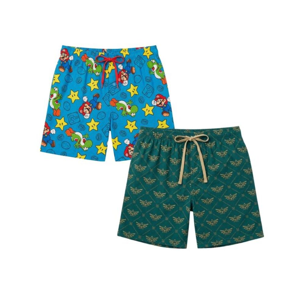 New Men's Nintendo Mario Bros and Zelda Pajama Sleep Shorts (2 Pack)